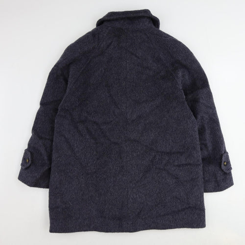 Variations Womens Blue Overcoat Coat Size 14 Button