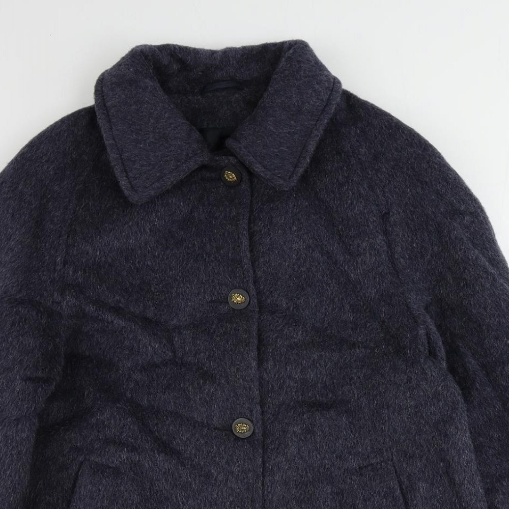 Variations Womens Blue Overcoat Coat Size 14 Button