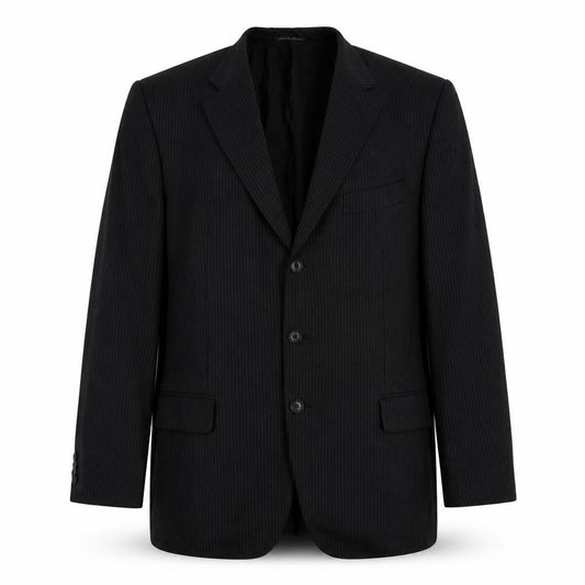 Front view of Pal Zileri men’s blue striped polyester jacket suit jacket, size 44, regular