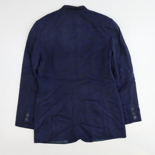 Equation Womens Blue Viscose Jacket Blazer Size 12