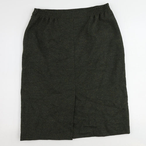 Avoca Womens Green Wool A-Line Skirt Size XL Zip