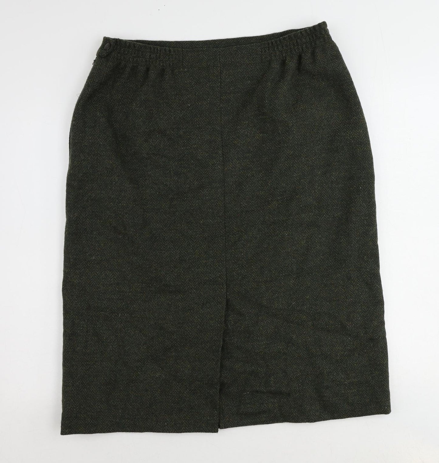 Avoca Womens Green Wool A-Line Skirt Size XL Zip