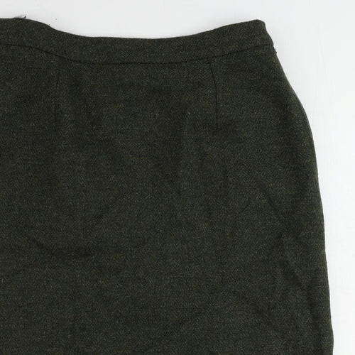 Avoca Womens Green Wool A-Line Skirt Size XL Zip