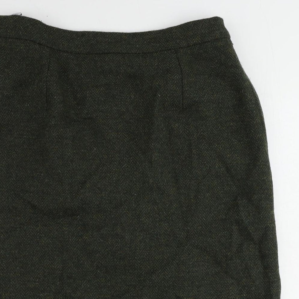 Avoca Womens Green Wool A-Line Skirt Size XL Zip