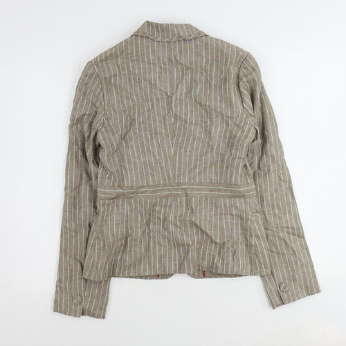 NEXT Womens Brown Striped Linen Jacket Suit Jacket Size 10