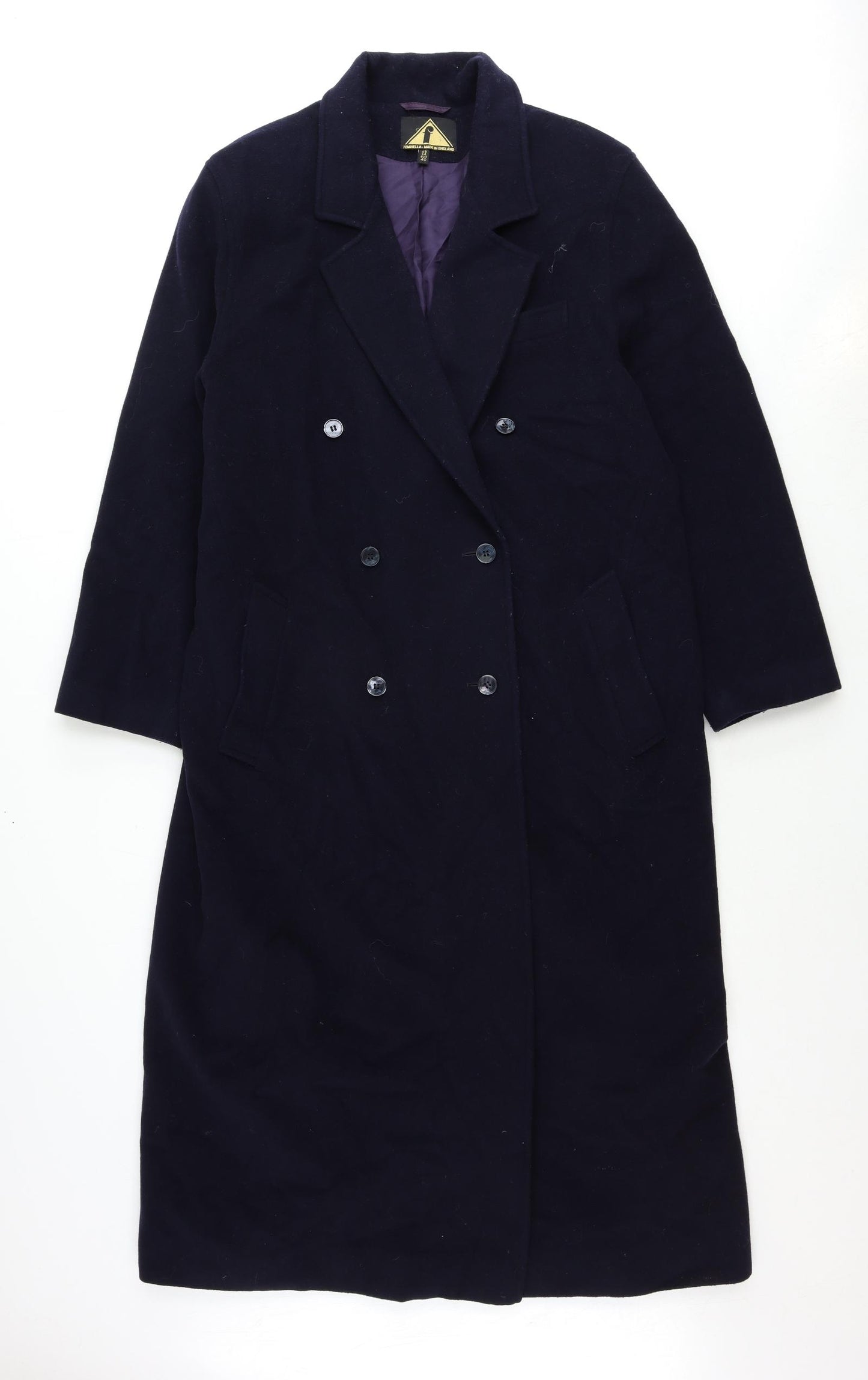 Feminella Womens Blue Overcoat Coat Size 14 Button