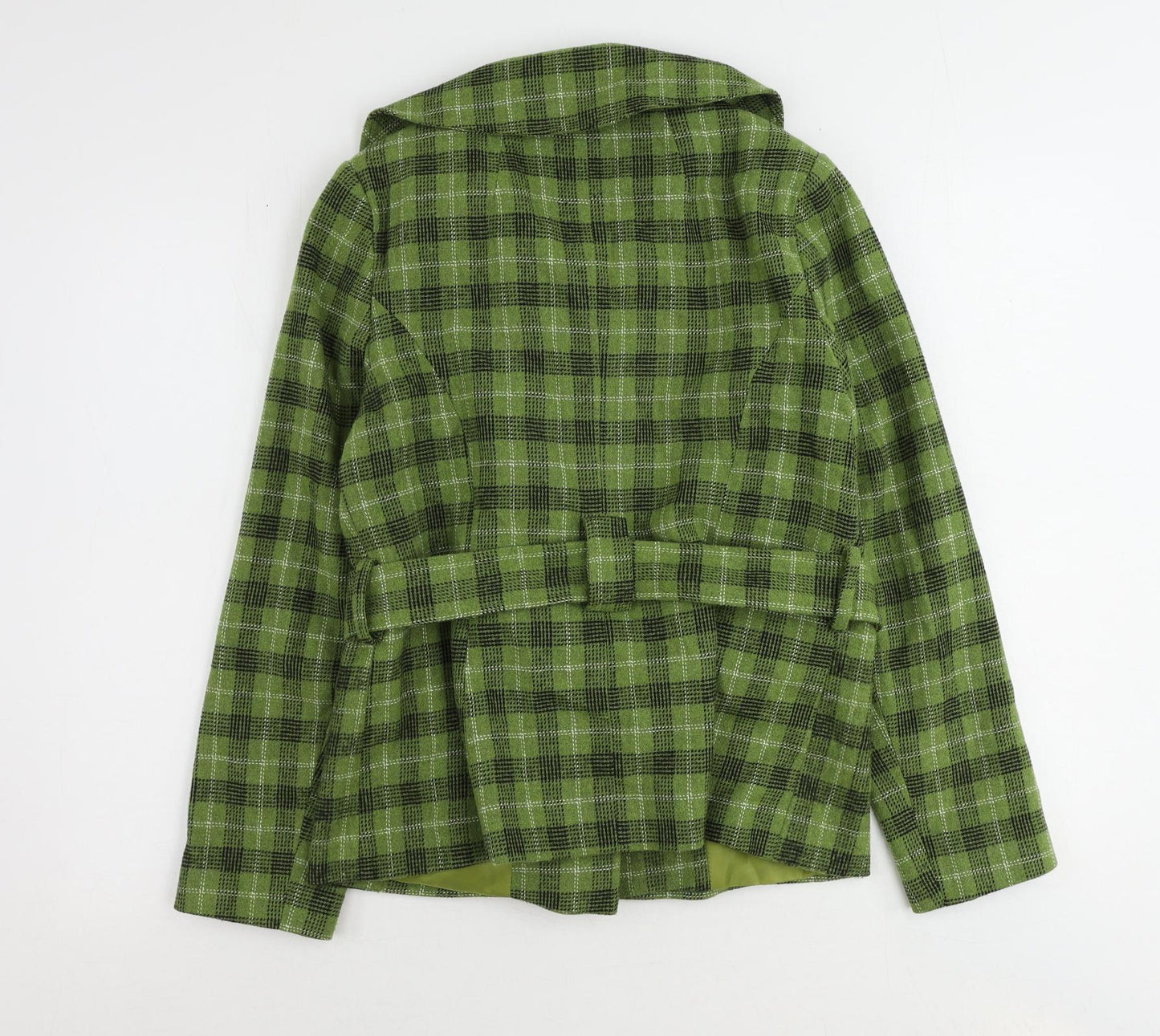Soon Womens Green Plaid Overcoat Coat Size 12 Button