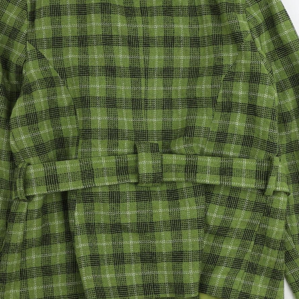 Soon Womens Green Plaid Overcoat Coat Size 12 Button