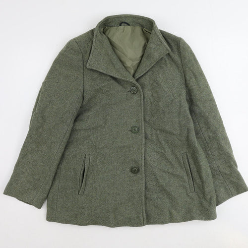 Bickler Womens Green Jacket Size 14 Button