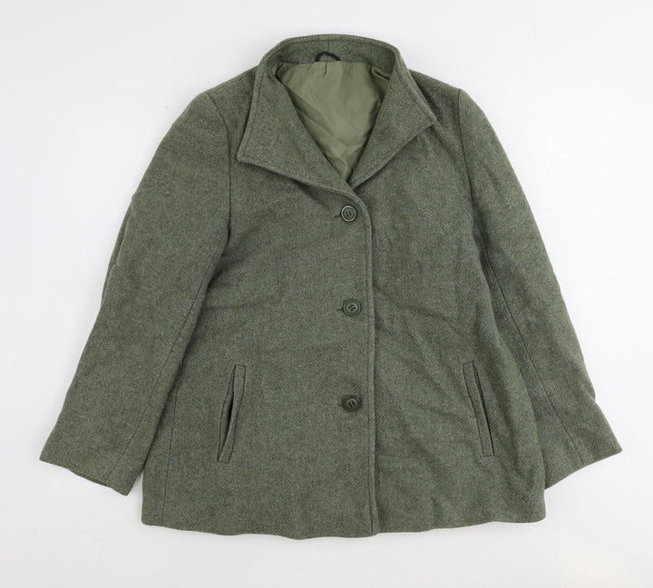 Bickler Womens Green Jacket Size 14 Button