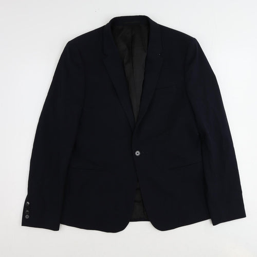 River Island Mens Blue Polyester Jacket Suit Jacket Size 40 Regular