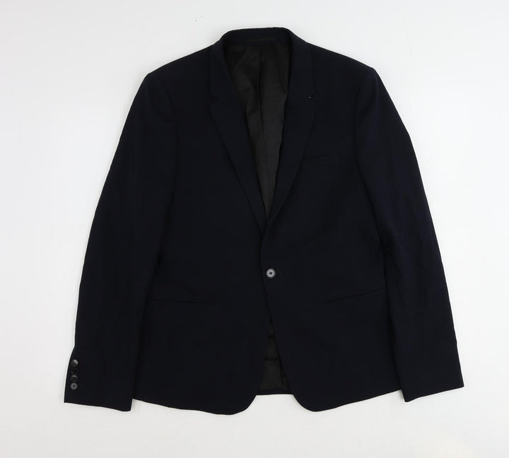 River Island Mens Blue Polyester Jacket Suit Jacket Size 40 Regular
