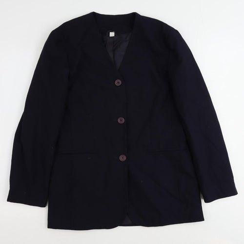 St Michael Womens Blue Polyester Jacket Suit Jacket Size 12