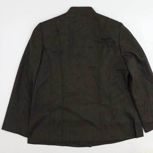 ELVI Womens Brown Jacket Blazer Size 16 Button