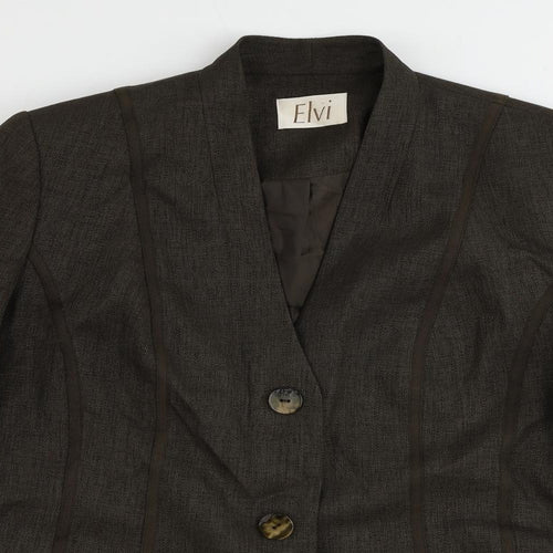 ELVI Womens Brown Jacket Blazer Size 16 Button