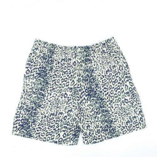 Marks and Spencer Womens Green Animal Print Polyester Basic Shorts Size 20 in L7 in Regular Pull On - Leopard Print