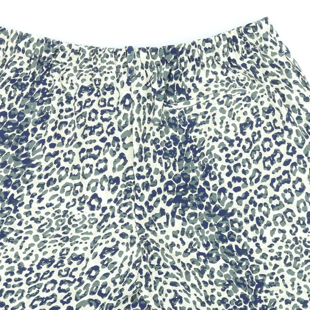 Marks and Spencer Womens Green Animal Print Polyester Basic Shorts Size 20 in L7 in Regular Pull On - Leopard Print