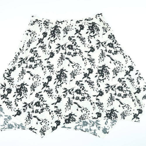 Marks and Spencer Womens Ivory Floral Polyester A-Line Skirt Size 24 Zip