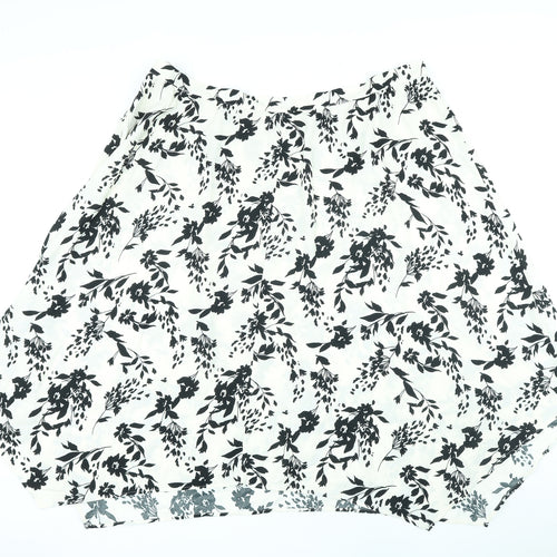 Marks and Spencer Womens Ivory Floral Polyester A-Line Skirt Size 24 Zip