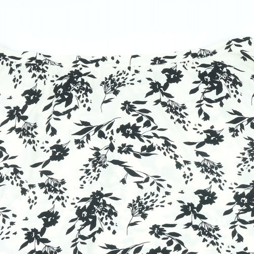 Marks and Spencer Womens Ivory Floral Polyester A-Line Skirt Size 24 Zip