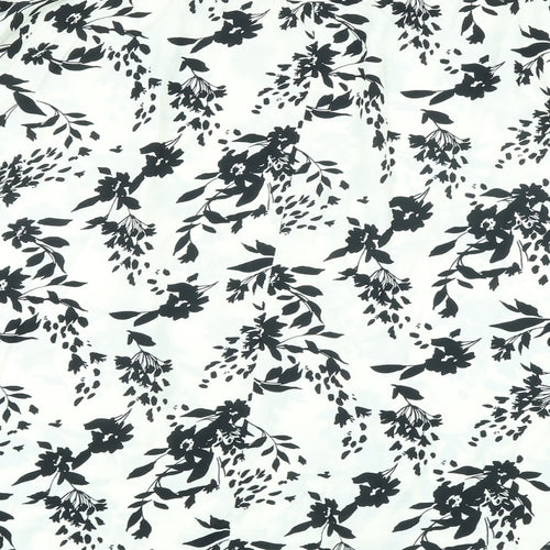 Marks and Spencer Womens Ivory Floral Polyester A-Line Skirt Size 24 Zip