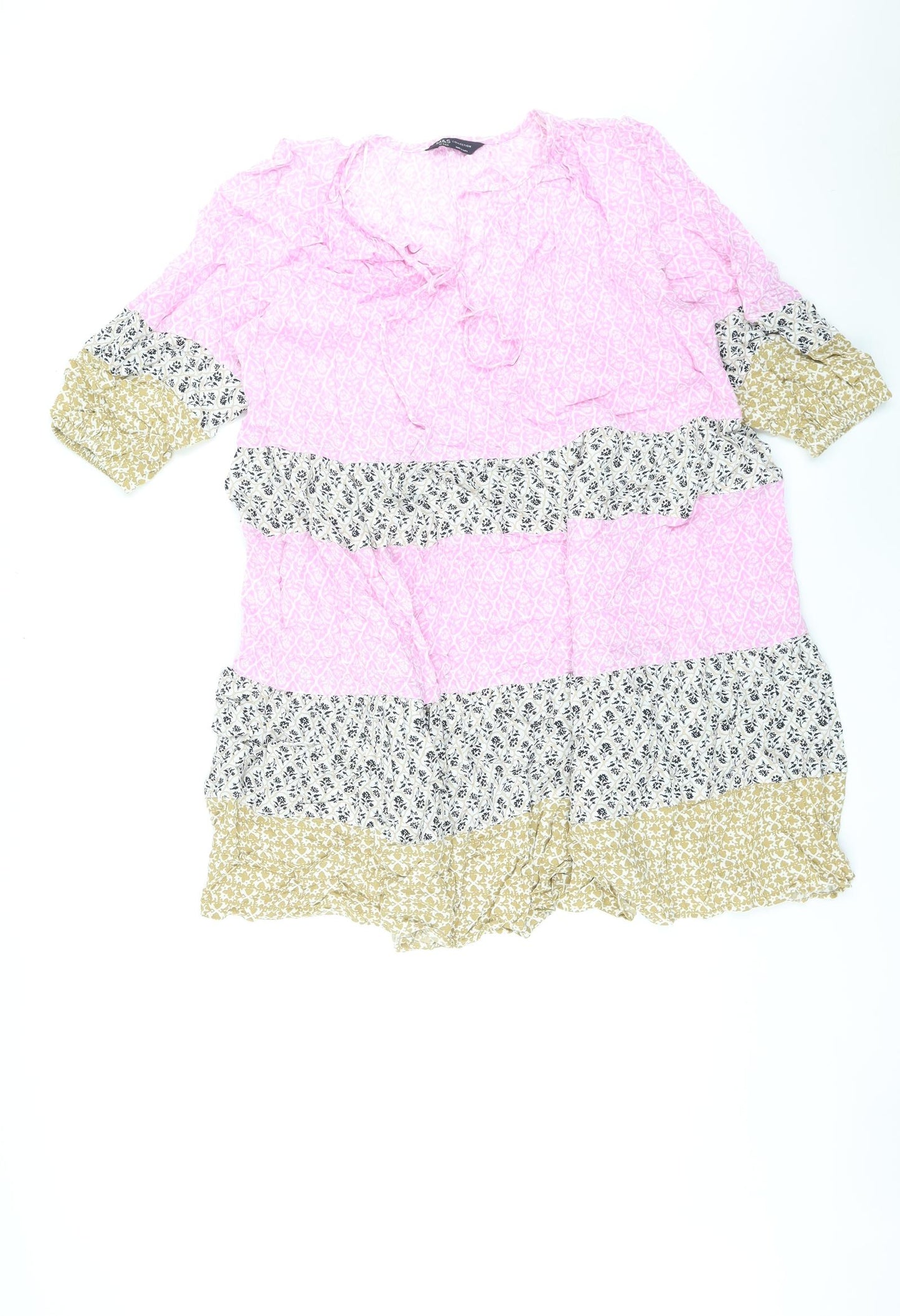 Marks and Spencer Womens Multicoloured Floral Viscose A-Line Size 18 V-Neck Pullover