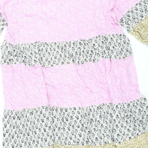 Marks and Spencer Womens Multicoloured Floral Viscose A-Line Size 18 V-Neck Pullover