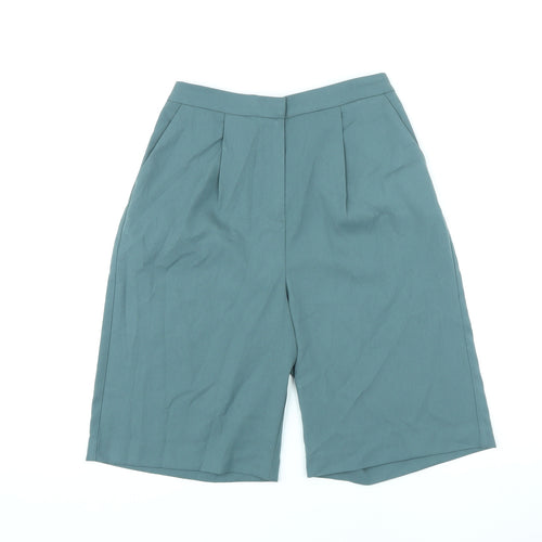 Marks and Spencer Womens Green Polyester Paperbag Shorts Size 6 L9 in Regular Zip