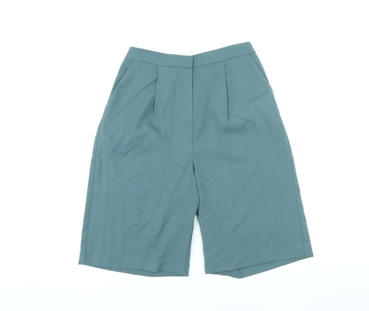Marks and Spencer Womens Green Polyester Paperbag Shorts Size 6 L9 in Regular Zip