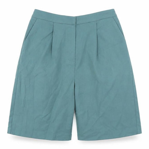 Marks and Spencer Womens Green Polyester Paperbag Shorts Size 6 L9 in Regular Zip