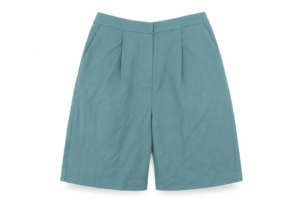Marks and Spencer Womens Green Polyester Paperbag Shorts Size 6 L9 in Regular Zip