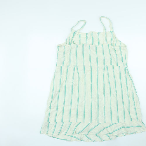 Marks and Spencer Womens Ivory Striped Linen Basic Tank Size 22 Square Neck