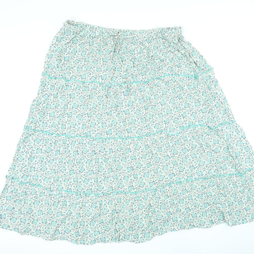 Per Una Womens Green Floral Viscose A-Line Skirt Size 20 in
