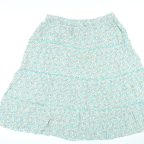 Per Una Womens Green Floral Viscose A-Line Skirt Size 20 in