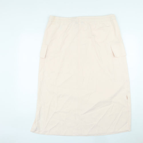 Marks and Spencer Womens Pink Polyester Cargo Skirt Size 18 Drawstring - Side Slits