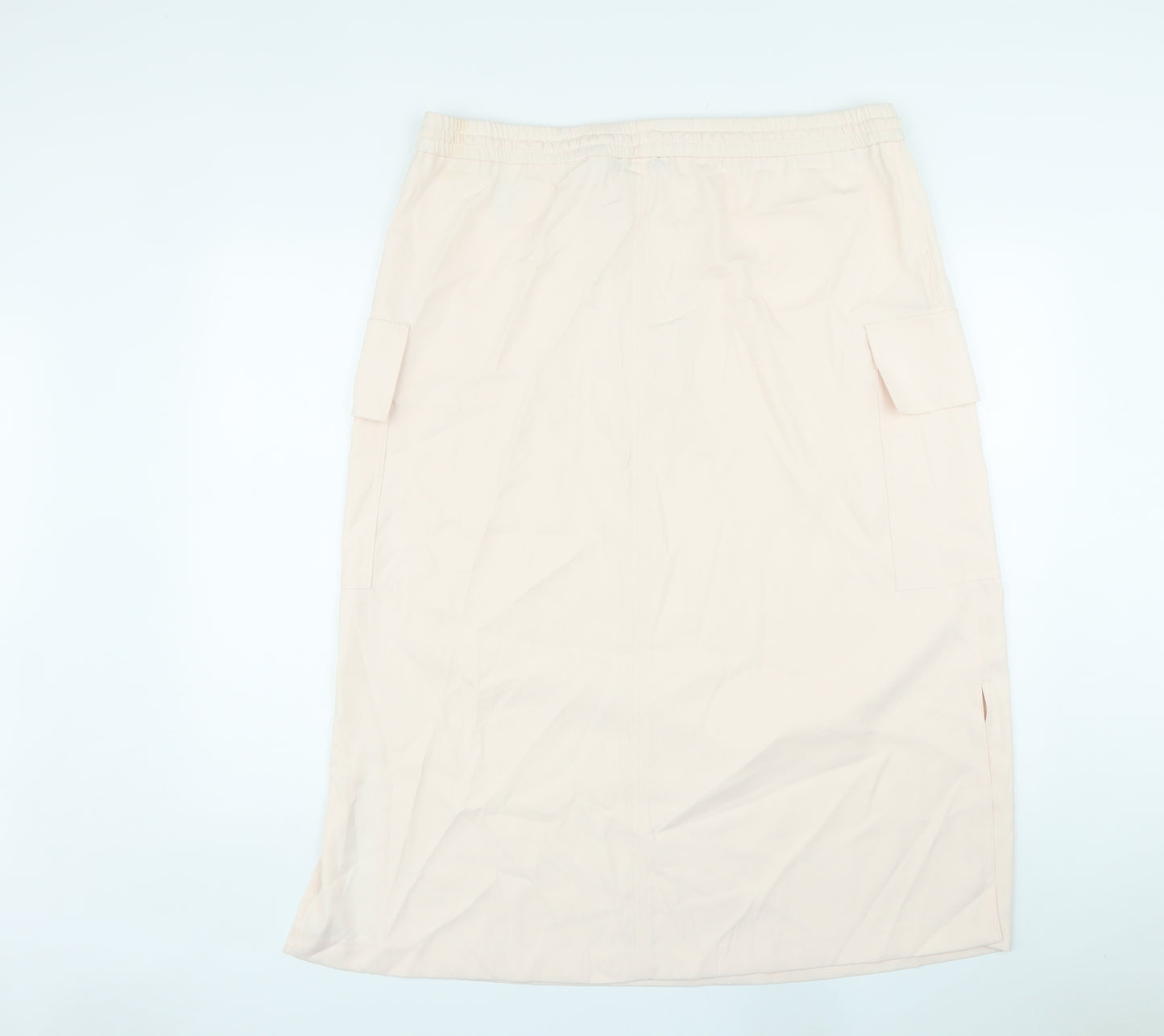 Marks and Spencer Womens Pink Polyester Cargo Skirt Size 18 Drawstring - Side Slits