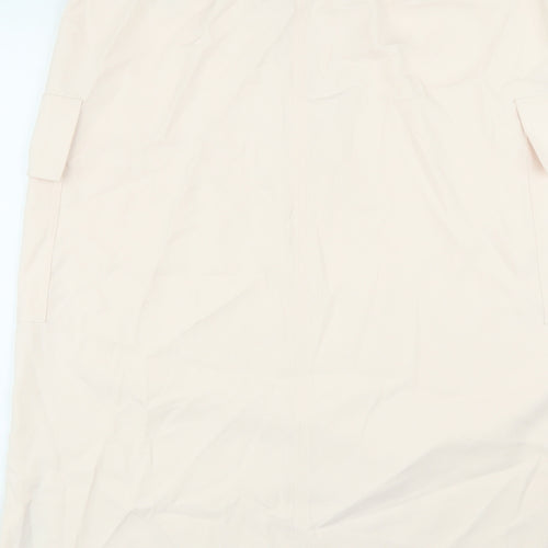 Marks and Spencer Womens Pink Polyester Cargo Skirt Size 18 Drawstring - Side Slits