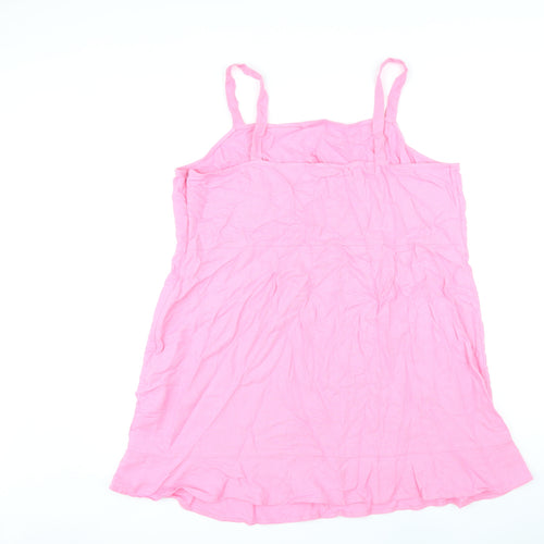 Marks and Spencer Womens Pink Linen Basic Tank Size 22 Square Neck