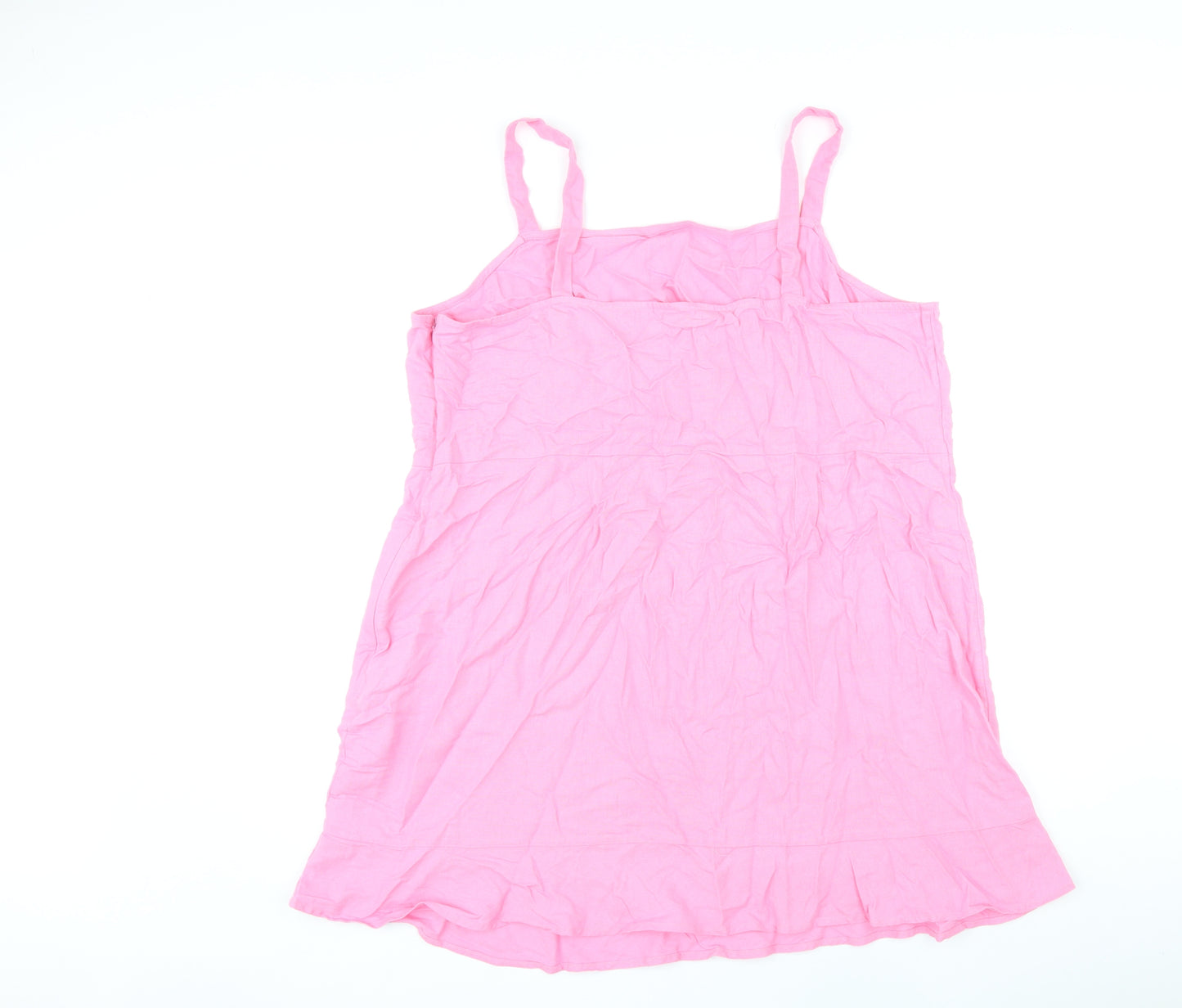 Marks and Spencer Womens Pink Linen Basic Tank Size 22 Square Neck