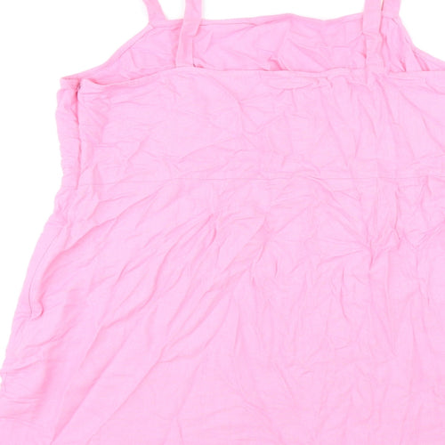 Marks and Spencer Womens Pink Linen Basic Tank Size 22 Square Neck