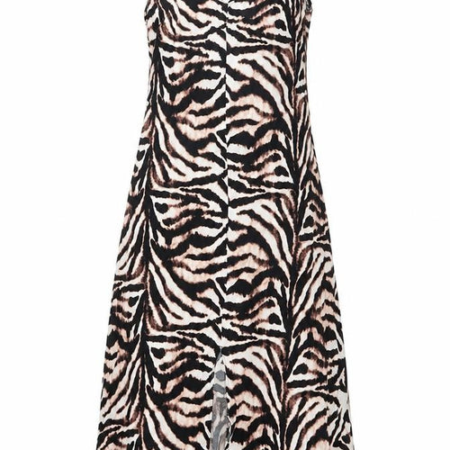 Marks and Spencer Womens Brown Animal Print Viscose Maxi Size 12 V-Neck Pullover - Tiger Print, Front Slit