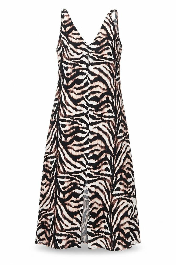 Marks and Spencer Womens Brown Animal Print Viscose Maxi Size 12 V-Neck Pullover - Tiger Print, Front Slit