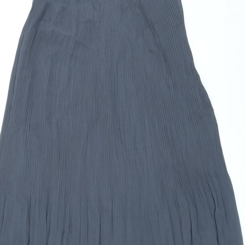 Marks and Spencer Womens Grey Polyester A-Line Skirt Size 6 Zip