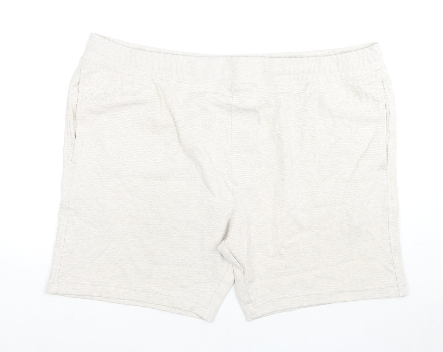 Autograph Mens Beige Cotton Sweat Shorts Size 2XL L8 in Regular Drawstring