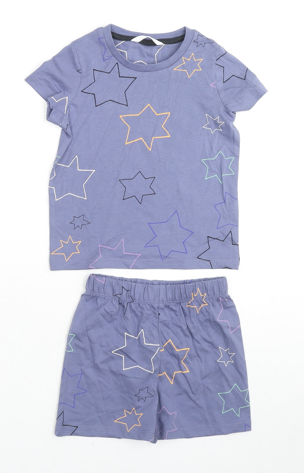 Marks and Spencer Boys Blue Cotton Shorts Outfit/Set Size 18-24 Months Pullover - Stars