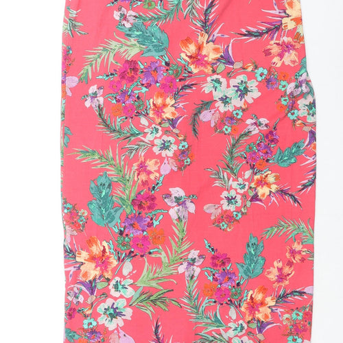 Monsoon Womens Red Floral Viscose Maxi Skirt Size S - Side Slits