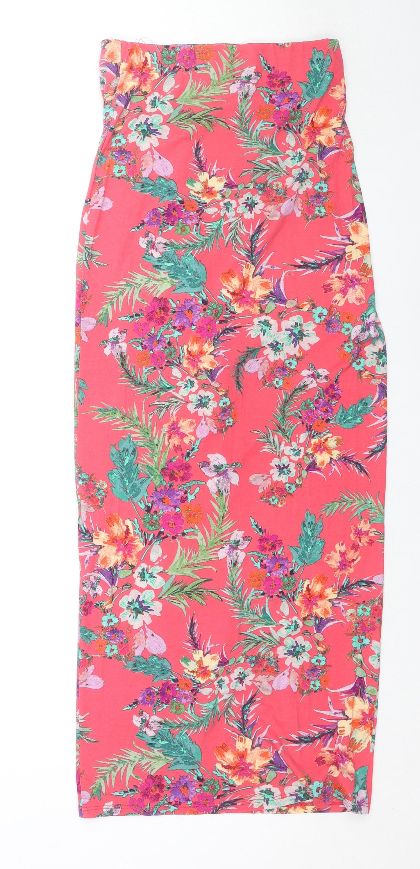 Monsoon Womens Red Floral Viscose Maxi Skirt Size S - Side Slits