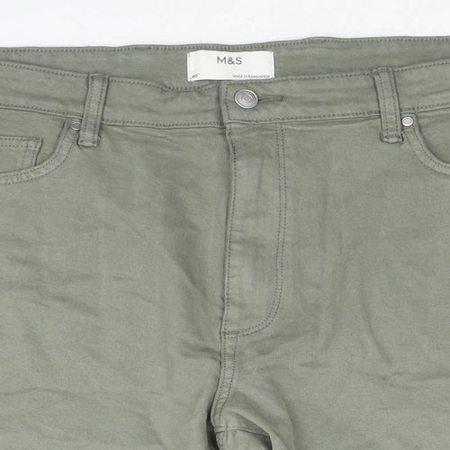 Marks and Spencer Mens Green Cotton Bermuda Shorts Size 40 in L9 in Regular Zip