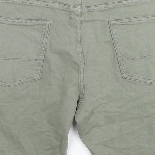 Marks and Spencer Mens Green Cotton Bermuda Shorts Size 40 in L9 in Regular Zip