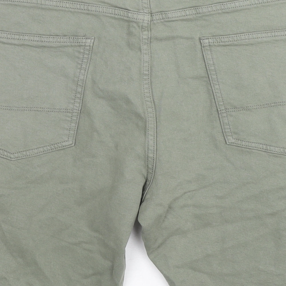 Marks and Spencer Mens Green Cotton Bermuda Shorts Size 40 in L9 in Regular Zip